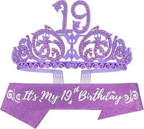Decoraciones de cumpleaños 19 cumpleaños 19 regalos de cumpleaños 19 para niñas banda de cumpleaños 19 tiara de cumpleaños 19 corona de cumpleaños