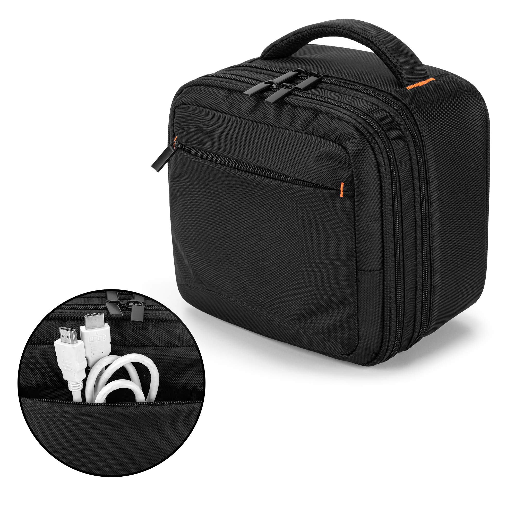 CURMIO Doppelschicht Beamertasche für Mini Beamer, Projektor Tasche Gehäuse, Beamer Tragetasche Kompatibel mit DR.J/QKK und Andere Mini-Beamer und Zubehör (OHNE Beamer UND ZUBEHÖR ENTHALTEN), Schwarz