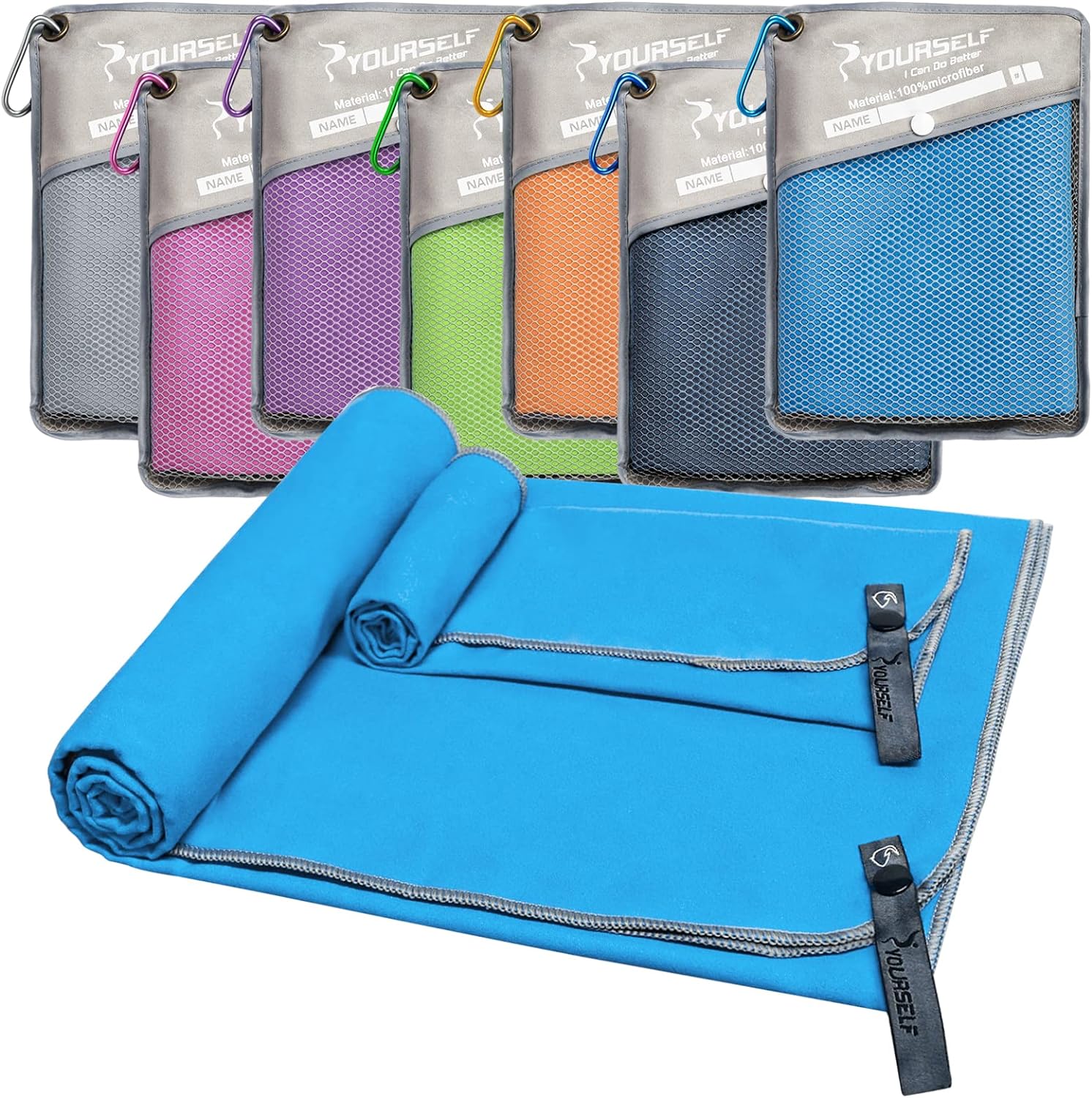 SYOURSELF 2 Pack Microfiber Camping Towel, Quick Dry Towel