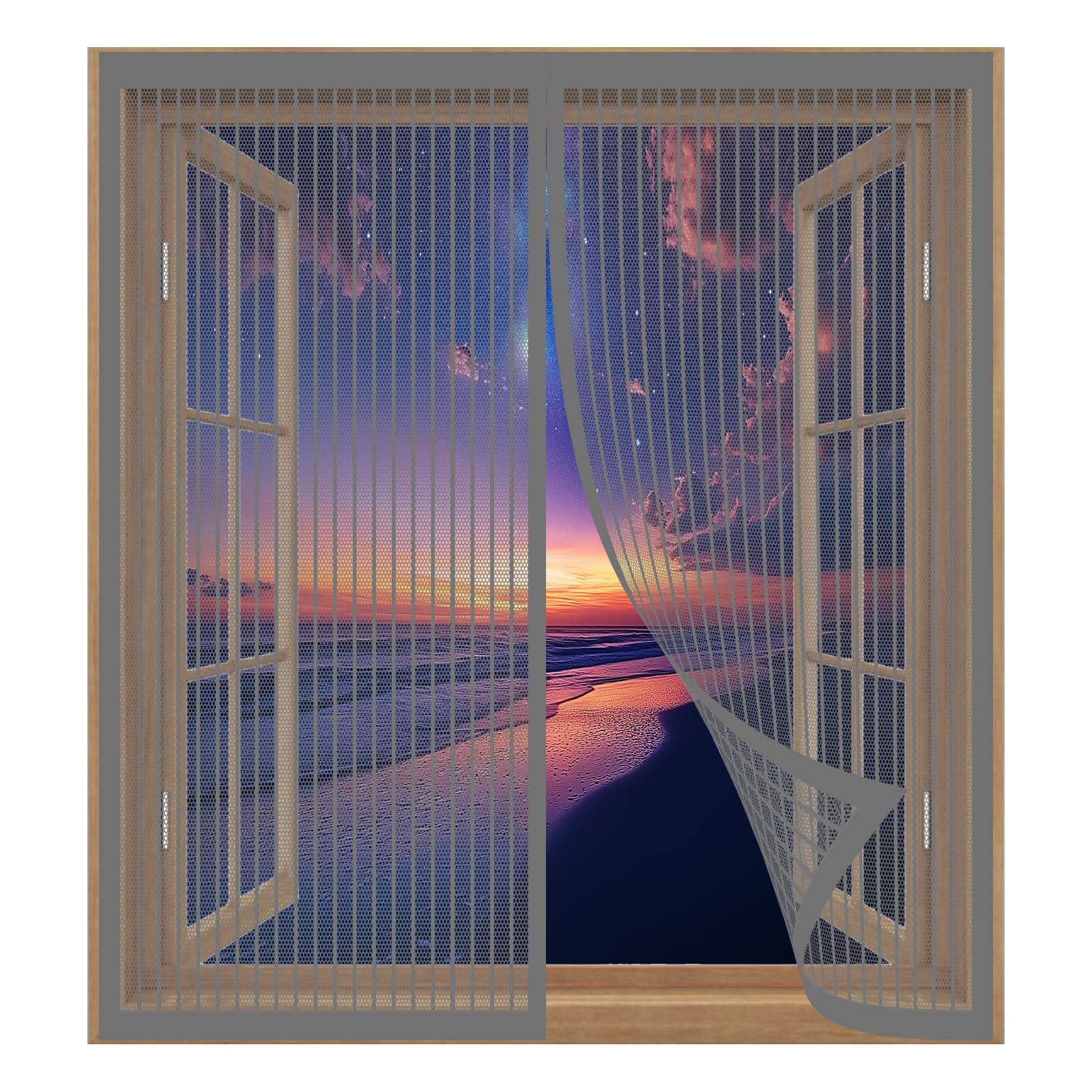 Mosquito Net for Window 117 x 115 cm Easy Installation No Drilling Or Screwing Fly Window Screen Mesh for Windows Nets to Keep Bugs Out, Grey
