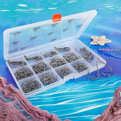 Miniatura 7 de UCEC Anzuelos Circulares Anzuelos de Pesca 2X Fuertes Anzuelos Circulares Descentrados Agua Salada Negro Acero de Alto Carbono Pulpo Bagre Anzuelos