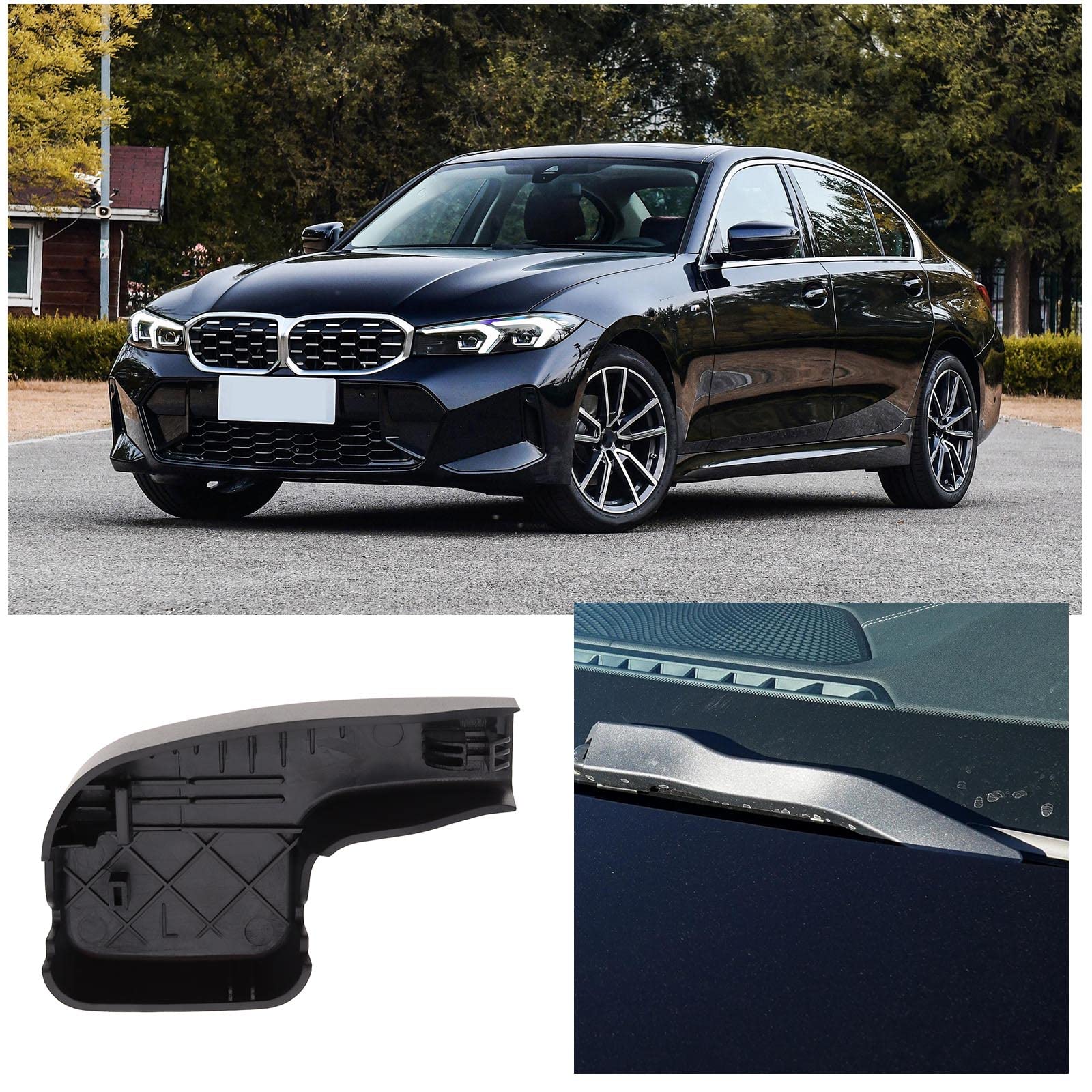 SG Store 2 szt. Osłona przedniego lewego ramienia wycieraczki, kompatybilna z serią 3 E90 E91 E92 E93 2004-2013 61617138991 7138991 7138991, nakrętka ramienia wycieraczki automatycznej, czarna