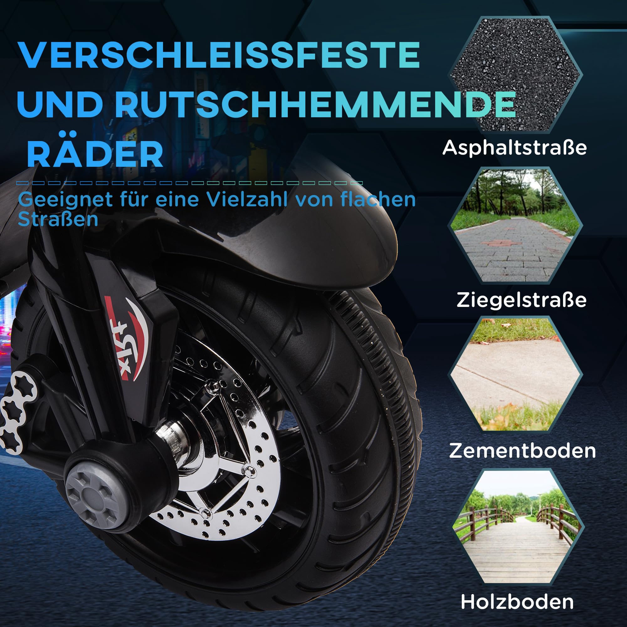 HOMCOM Elektro Kindermotorrad Elektromotorrad mit Musik, Scheinwerfer, Kindermotorrad 3 km/h, für Kinder von 3-5 Jahren, max. 25 kg, Rot+Schwarz