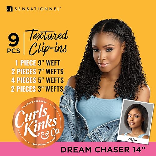 Miniatura 7 de Sensationnel Clip in Dream Chaser - Clip texturizado de 14 pulgadas en paquete de 9 piezas añade estilo protector de volumen - Curls Kinks & Co (1B)