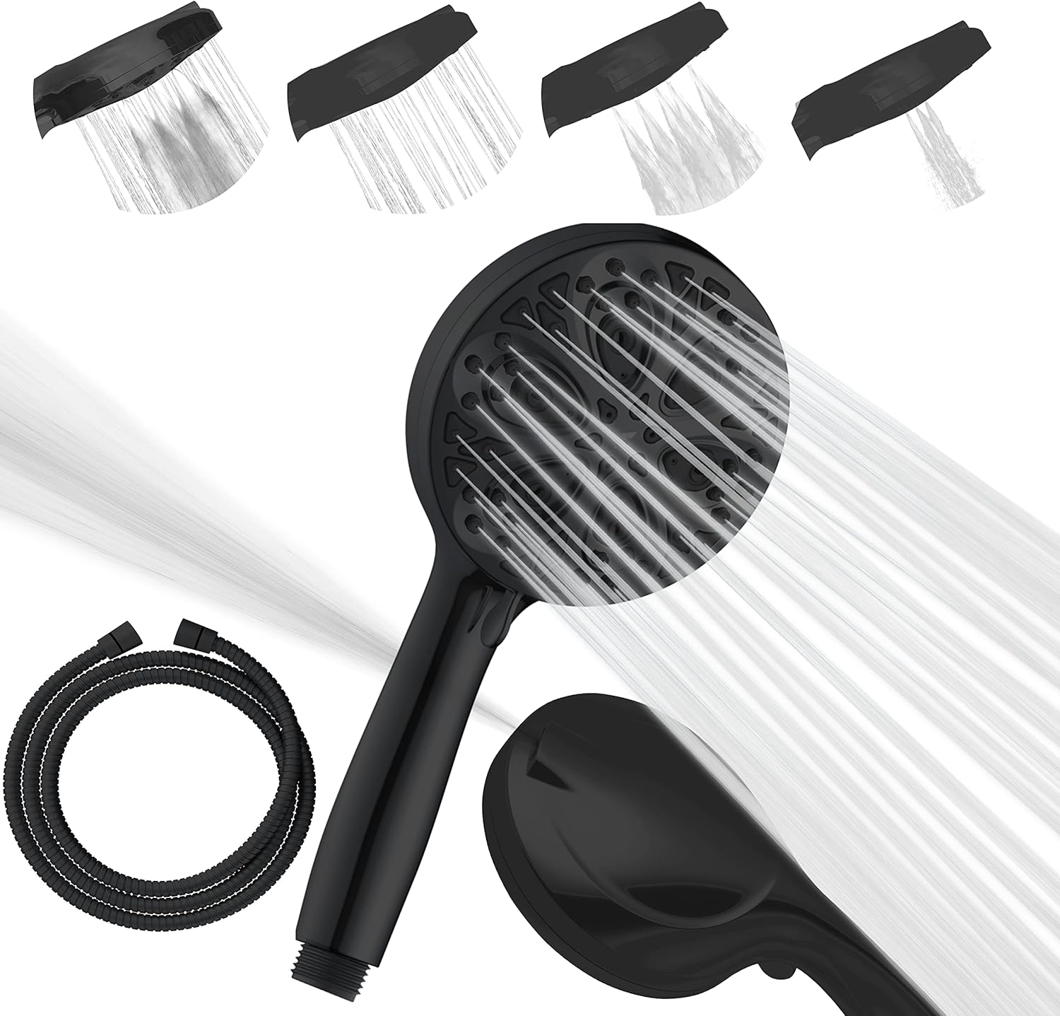 SparkPod Black Shower Head and Hose Set High Pressure Showerhead with