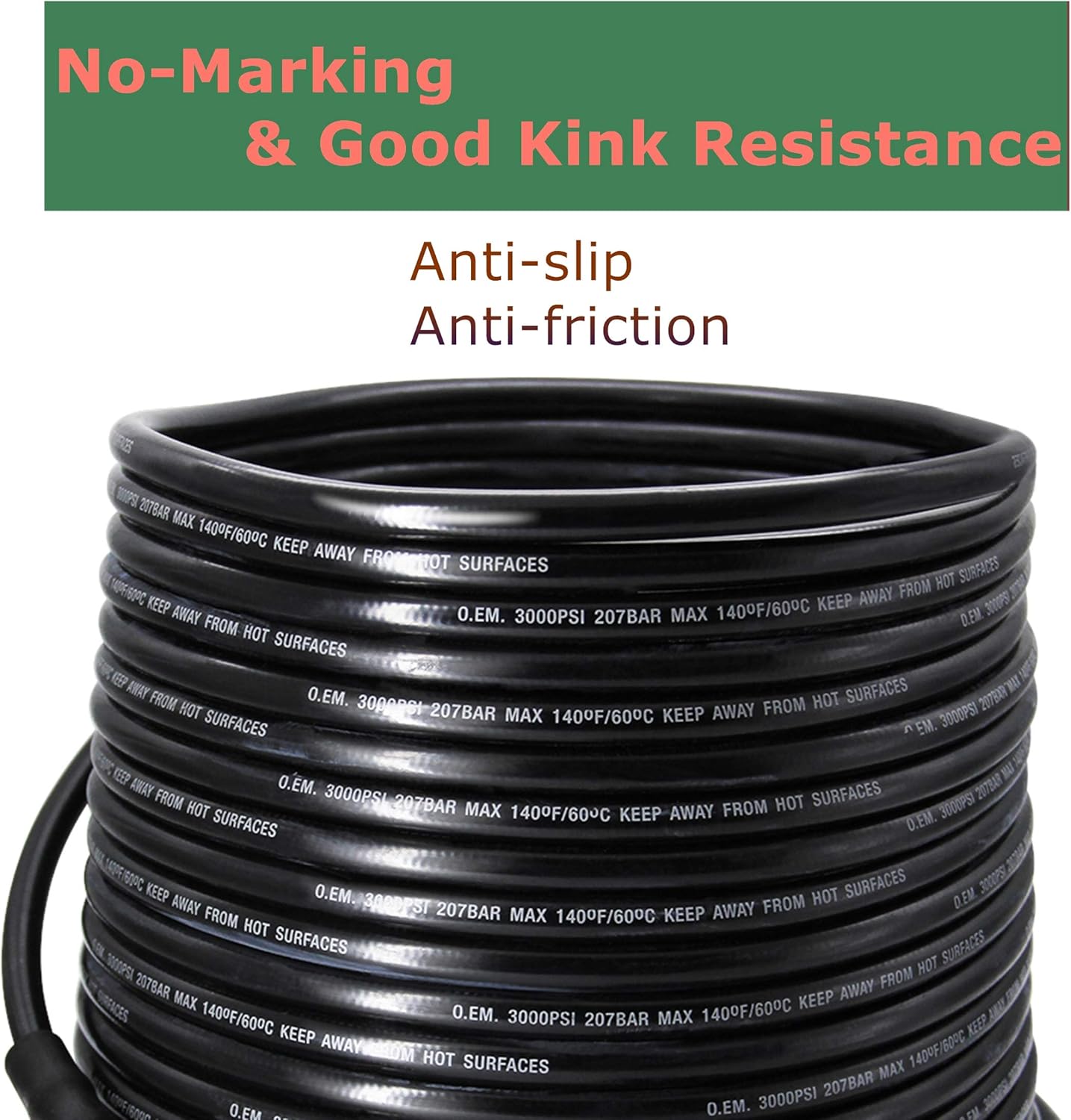 Biswing 1/4 Inch 25 FT High Pressure Washer Hose Kink Resistant Replacement with M22-14mm Brass Thread, Upgrade Heavy Duty & Wear Resistance Hose, 3000 PSI : Patio, Lawn & Garden