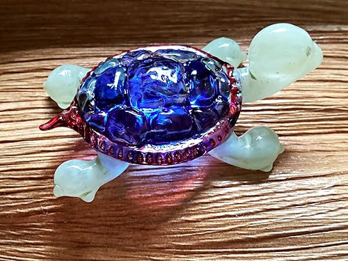 Miniatura 6 de Figura de cristal de tortuga azul hecha a mano decorativa para el jardín