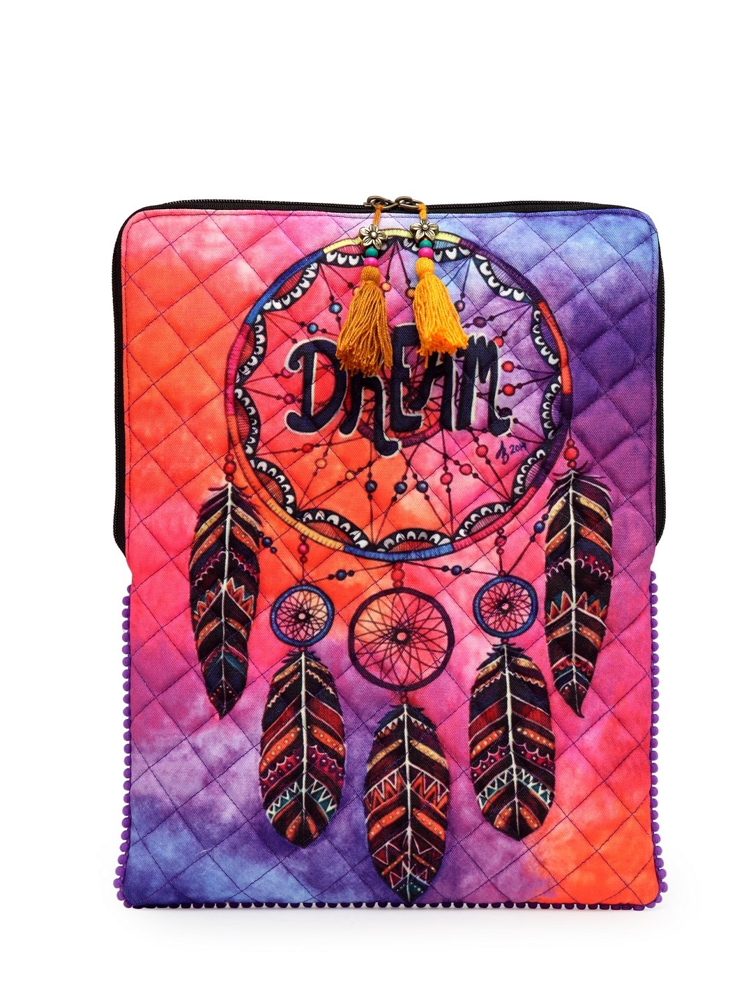 The House Of Tara Laptop Slipcase | Compatible with Upto 15.6 inch MacBook/Laptops | Multicolor Design Printed Fabric | Waterproof | Embellished with Colorful Tassels & Trims | Unisex (Multicolor 6) (B07FMSZ97X) Amazon Price History, Amazon Price Tracker