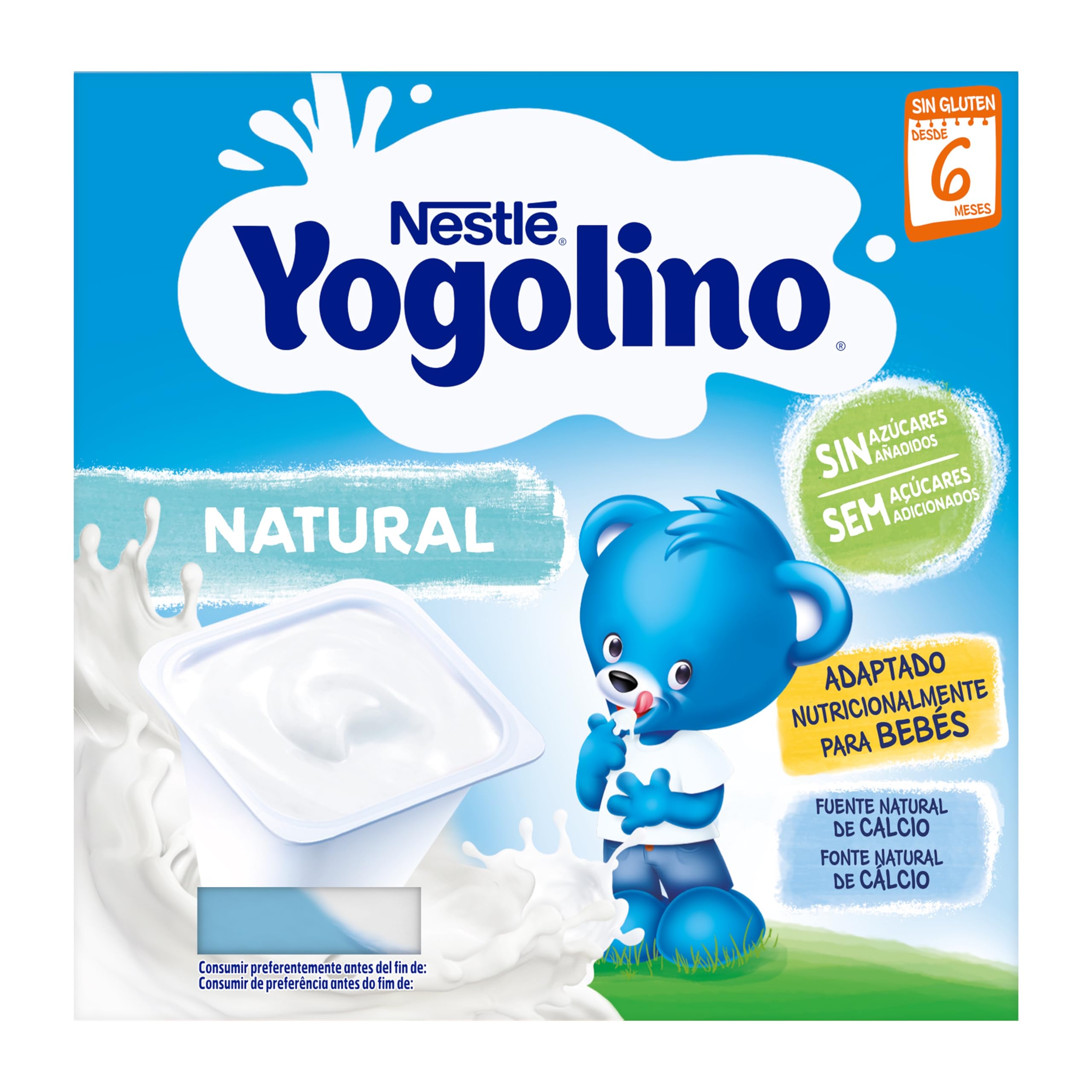 Nestlé Yogolino Natural sin Azúcares, Pack de 4 x 100g