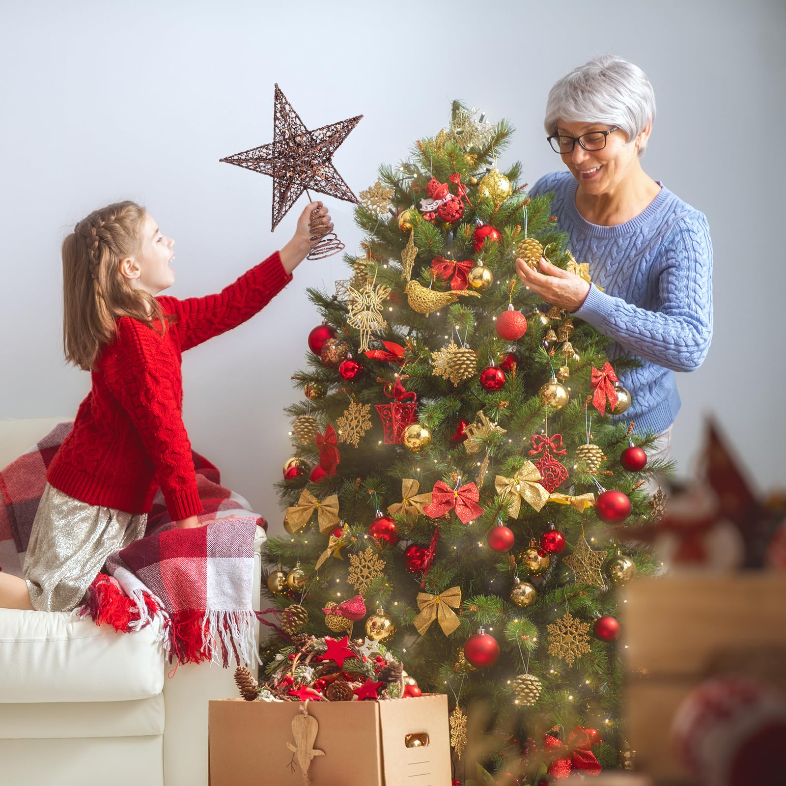 Snapklik.com : 10 Inches Coffee Christmas Star Tree Topper Xmas Tree ...
