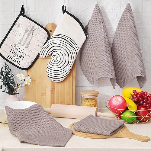 Miniatura 6 de Homaxy Trapo de cocina 100% algodón, tejido gofre, ultra suaves, absorbentes, de secado rápido