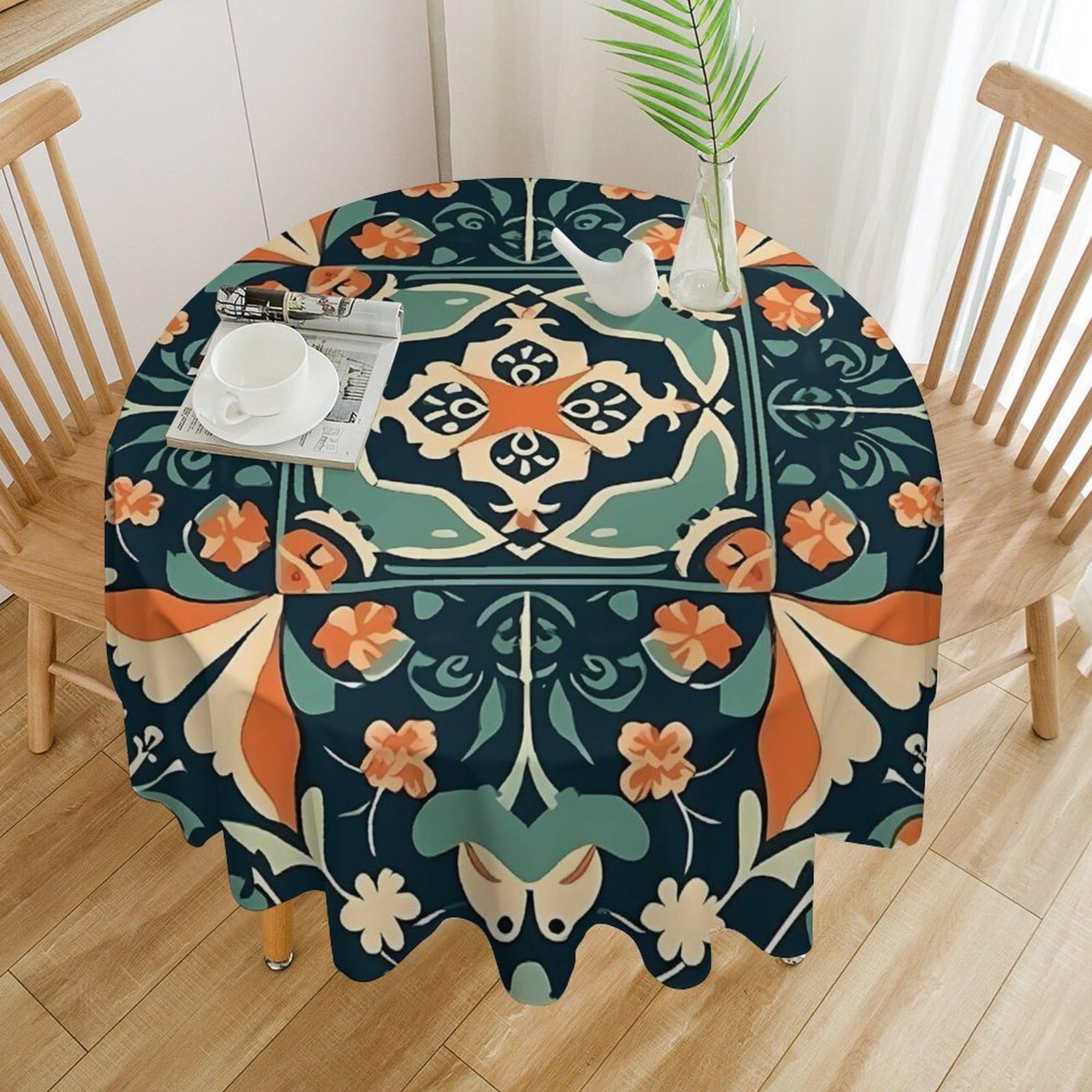 Nappe ronde imperméable rétro pour embellir vos repas de fête en terrasse