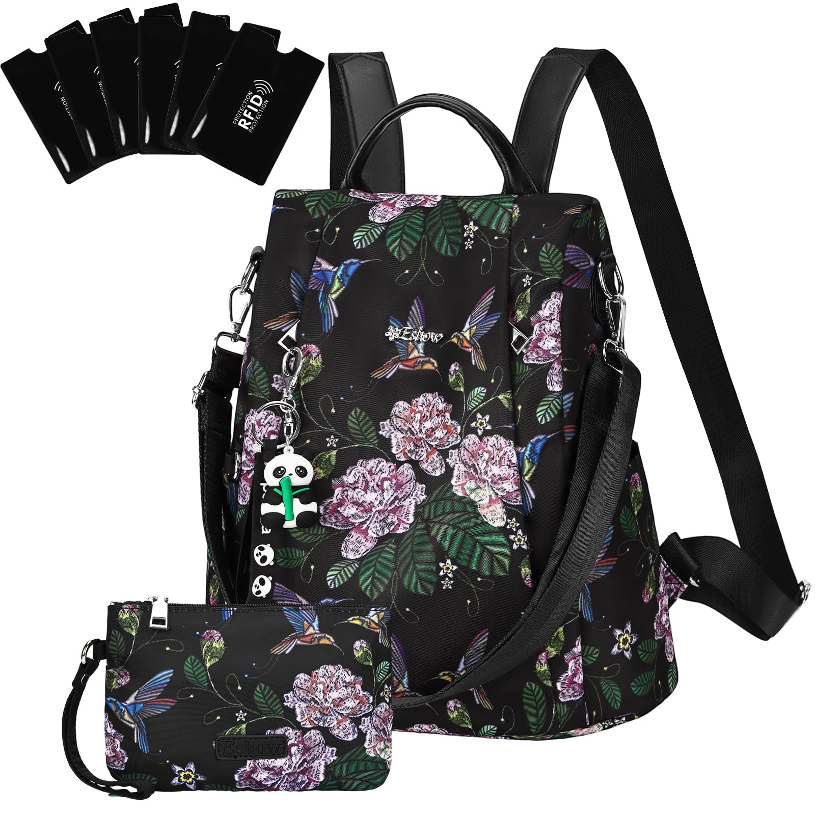 Eshow Zaino Donna Antifurto, Zainetto Multifunzionale, Borsa Casual ed Moda per Viaggio, Scuola, Lavoro, Shopping, Visite e Università