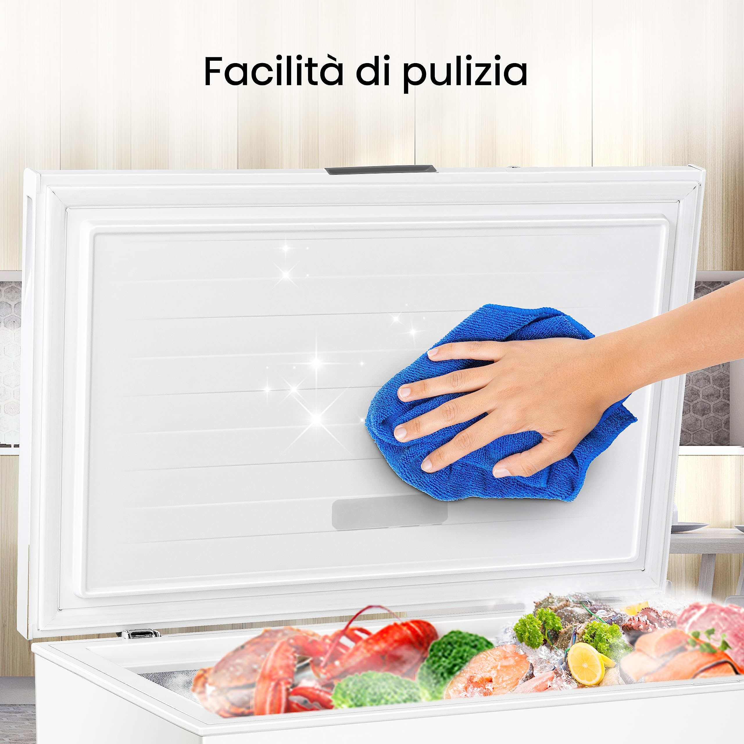 Hisense FC321D4AWLE Congelatore a Pozzo 248 L di capacità, Silenzioso 40 dB, Bianco, LxPxA 96,3x 63 x 84,7 cm