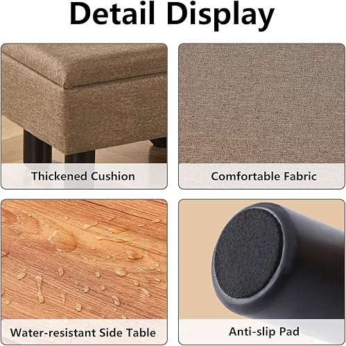 Miniatura 4 de Cpintltr Reposapiés de terciopelo multifuncional, otomano, almacenamiento otomano con bandeja tapizada, sofá, asiento, taburete moderno, decoración