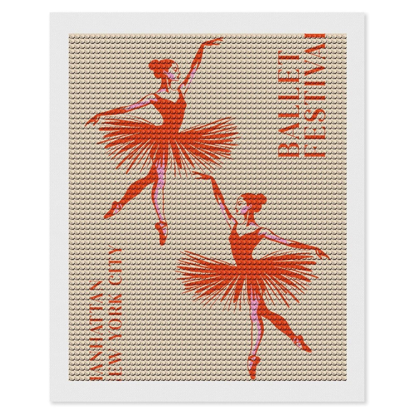 Junmoney Ballet Festival in Manhattan, New York Diamond Art Kit 16"x20", Creative Leisure Activity, Complete Accessories, Vintage Style Decor, for Women
