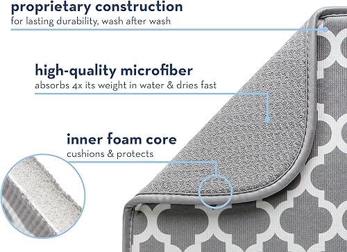 Miniatura 4 de S&T INC. Tapete de microfibra para secado de platos, reversible y absorbente para cocina, de 16 x 18 pulgadas, triángulos