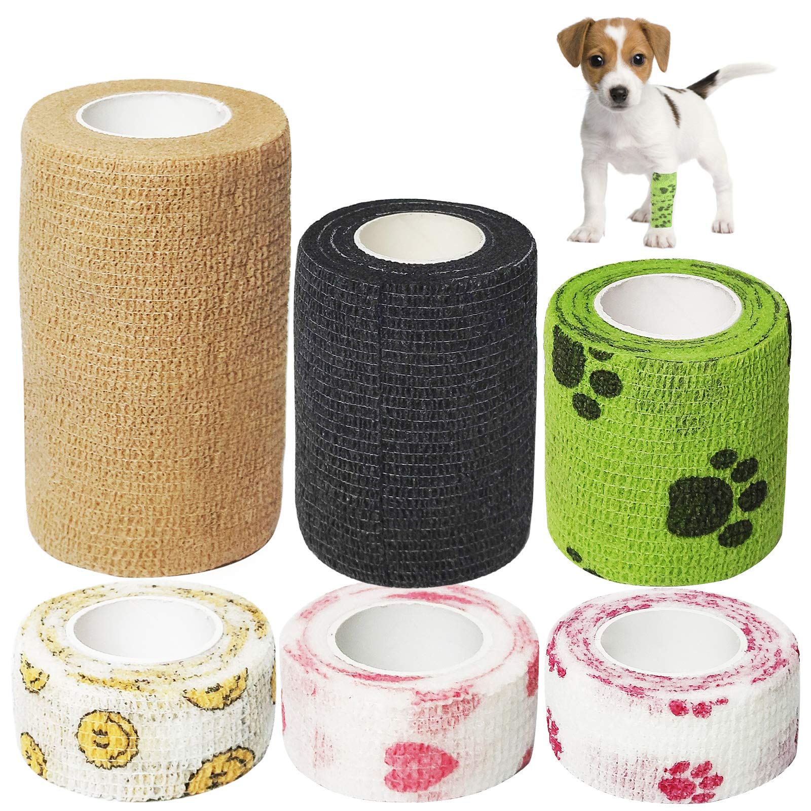 Buy Pet Vet Wrap, 6 Rolls Self Adherent Bandages 4.5 Centimetres Wide x 4.5 Metres Long, for
