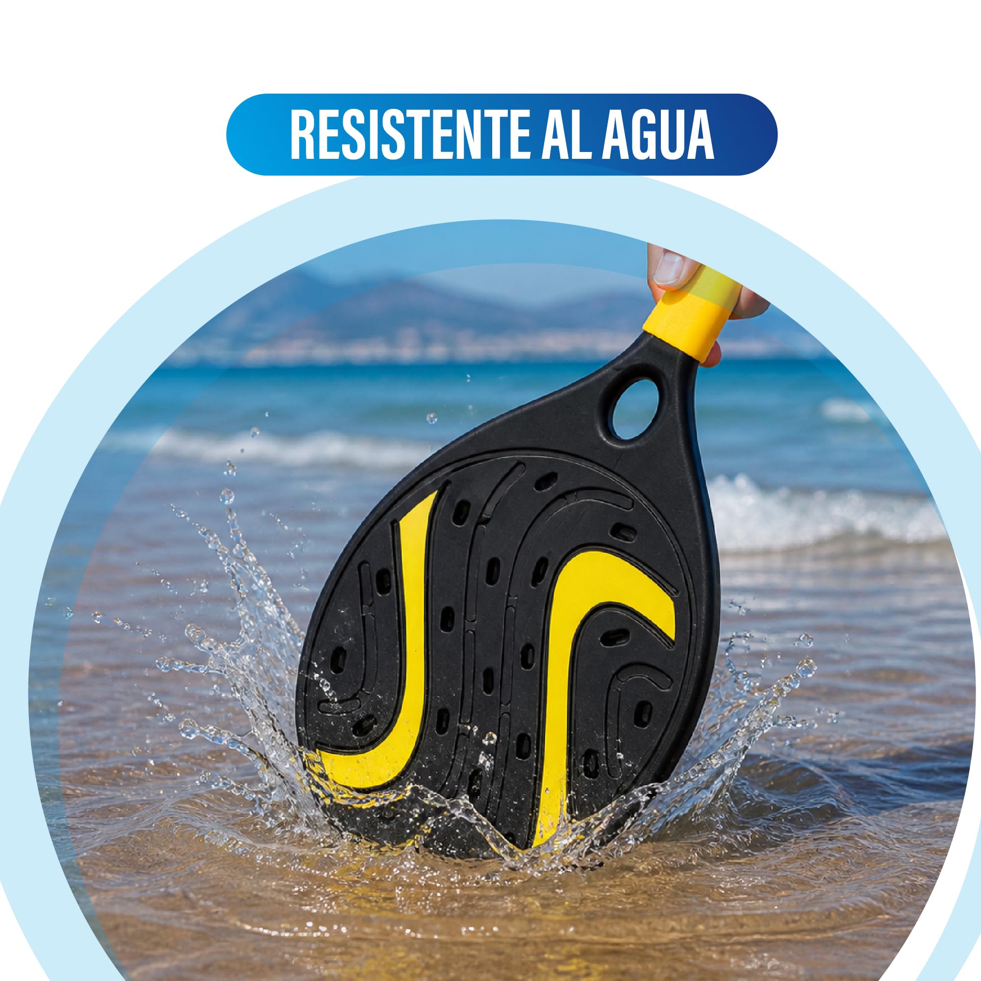 Set di 2 racchette da spiaggia impermeabili, leggere e resistenti all'acqua e alla sabbia, set di 2 racchette con palla per giocare in spiaggia, piscina o campeggio, divertimento per bambini e adulti