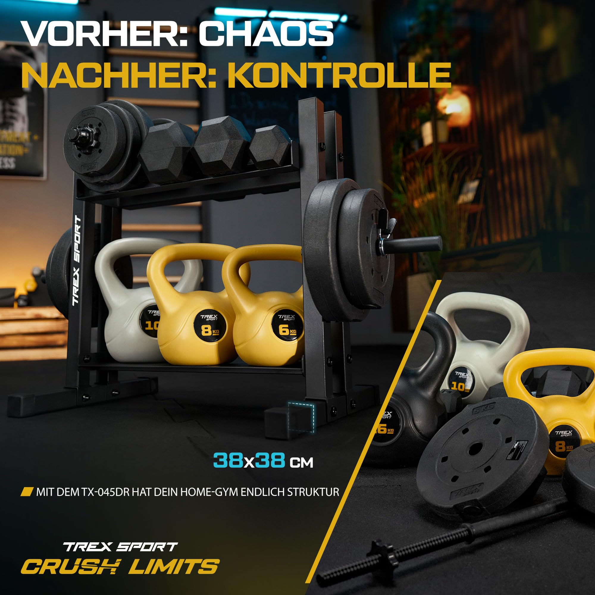 TREX SPORT Hantelablage Gewichteständer bis 320 kg, rutschfest TX-045DR | Stahl Hantelständer für Hantelscheiben, Kurzhanteln, Trainingszubehör, stabil