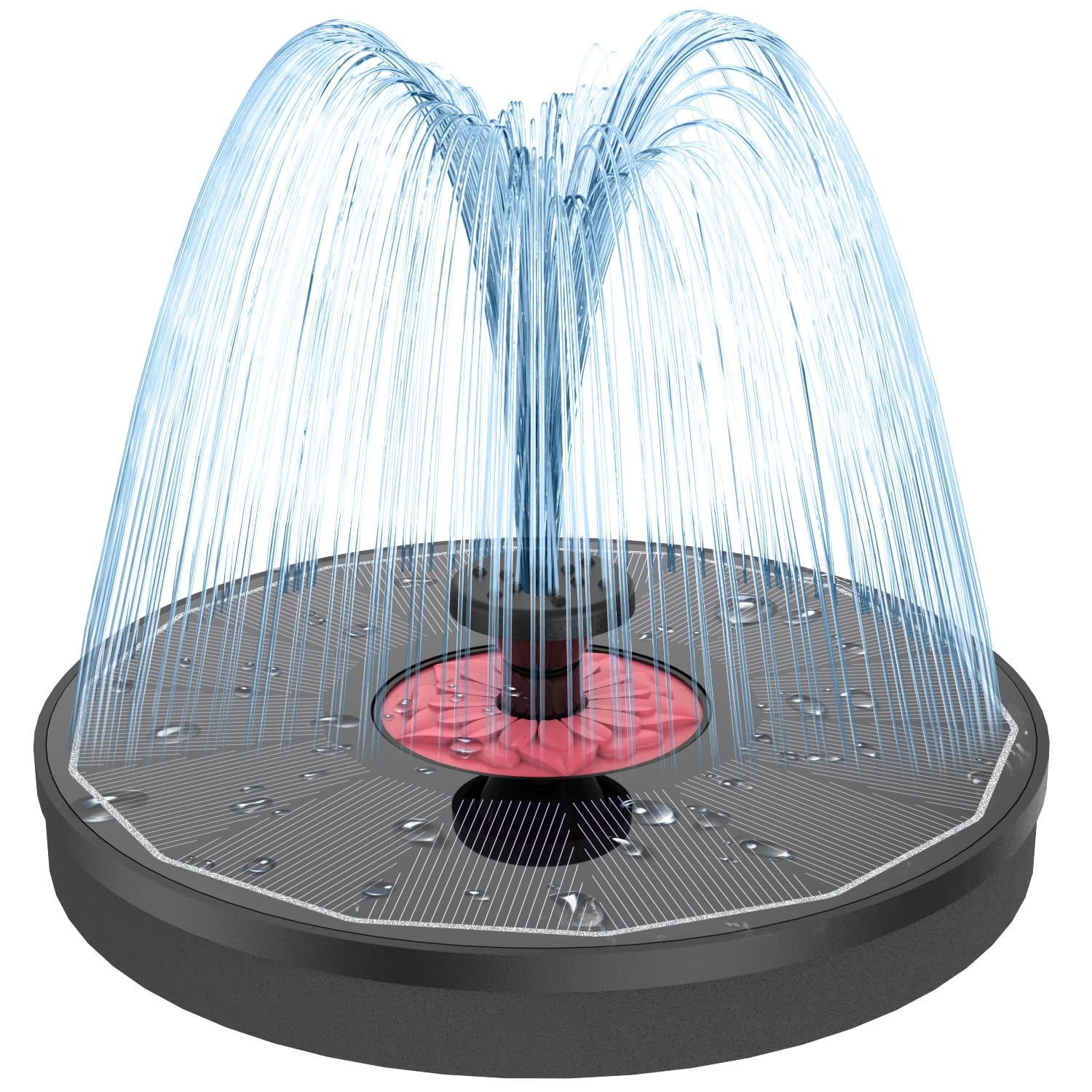Solar Fountain with Pink Flower,Solar Bird Bath Fountains No Battery Glass Solar Panel,Solar Water Pump Fountain for Bird Bath Garden Small Ponds Outdoor Décor(Black)
