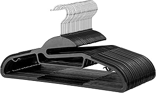 Rubber Coated Plastic Hangers (20 Pk) Non Slip Rubberized U-Slide Hanger, Ultra Thin Space Saving Suit Hanger, Non Slip Pa...