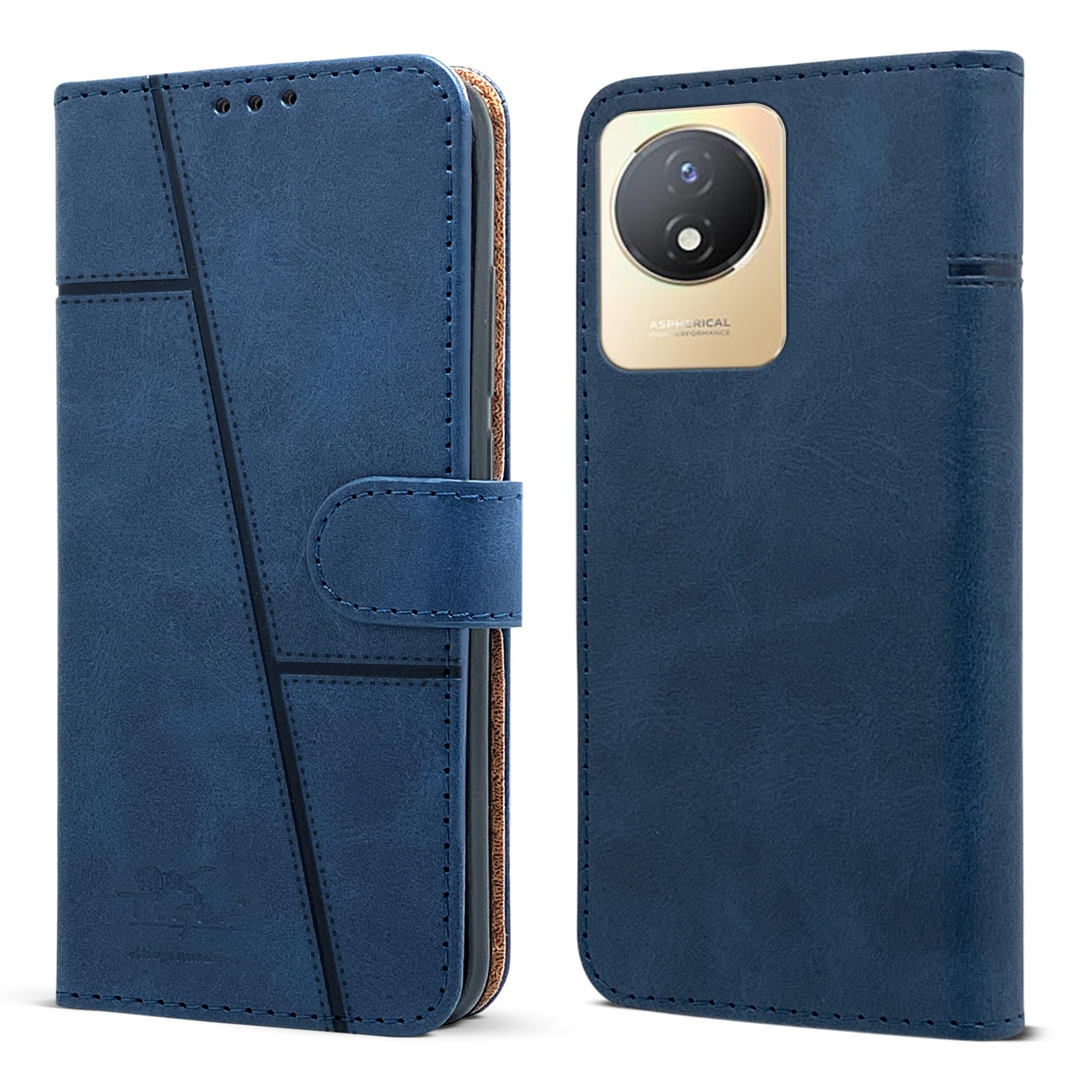 Jkobi Flip Cover Case for Vivo Y02t (Stitched Leather with Magnetic Closure | Blue) (B0CQM5TRHP) Amazon Price History, Amazon Price Tracker