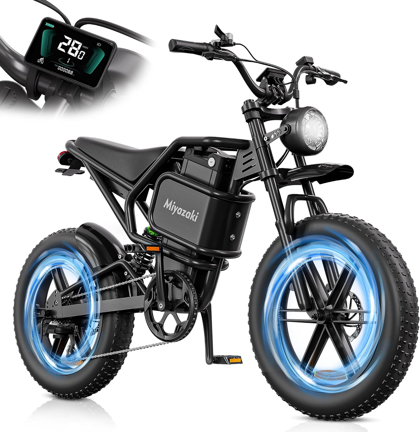 V43 Electric Bike, 52V 25Ah Removable Battery, 1500W Peak Motor,35MPH Ebike, NFC/Password Start, Hydraulic Suspension,Max 90 Mi,20"x4.0" Fat Tire Electric Bicycle,7-Speed-UL2849