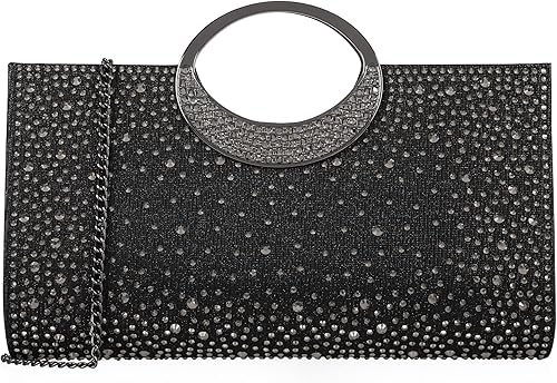 Miniatura 10 de Dexmay - Bolsa de noche brillante con asa de cristal para fiesta de boda elegante bolso de mano de diamantes de imitación de cristal