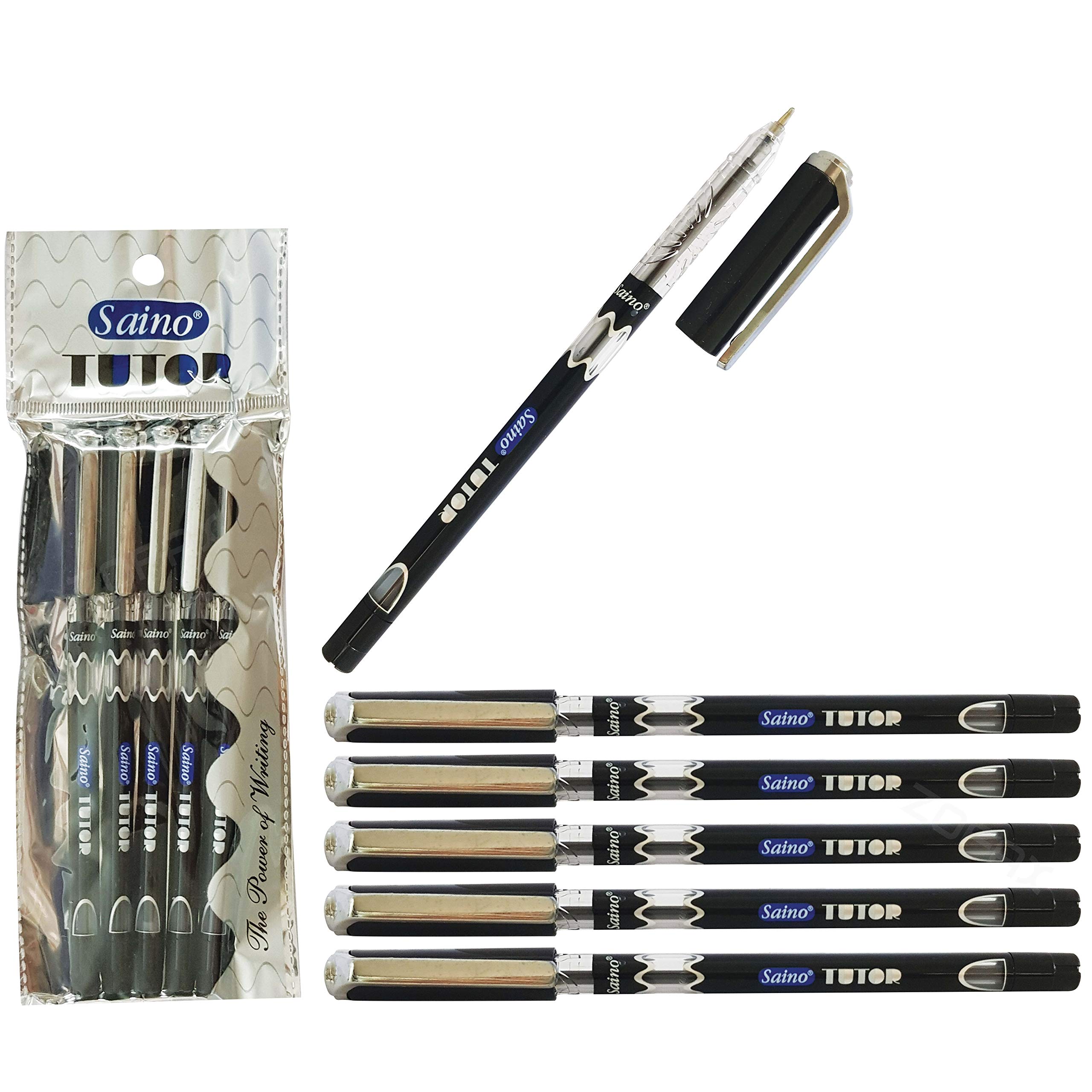 Grey Plastic Saino Retec Black Ball Pen, For Writing, Packaging Size: 5 - View #2