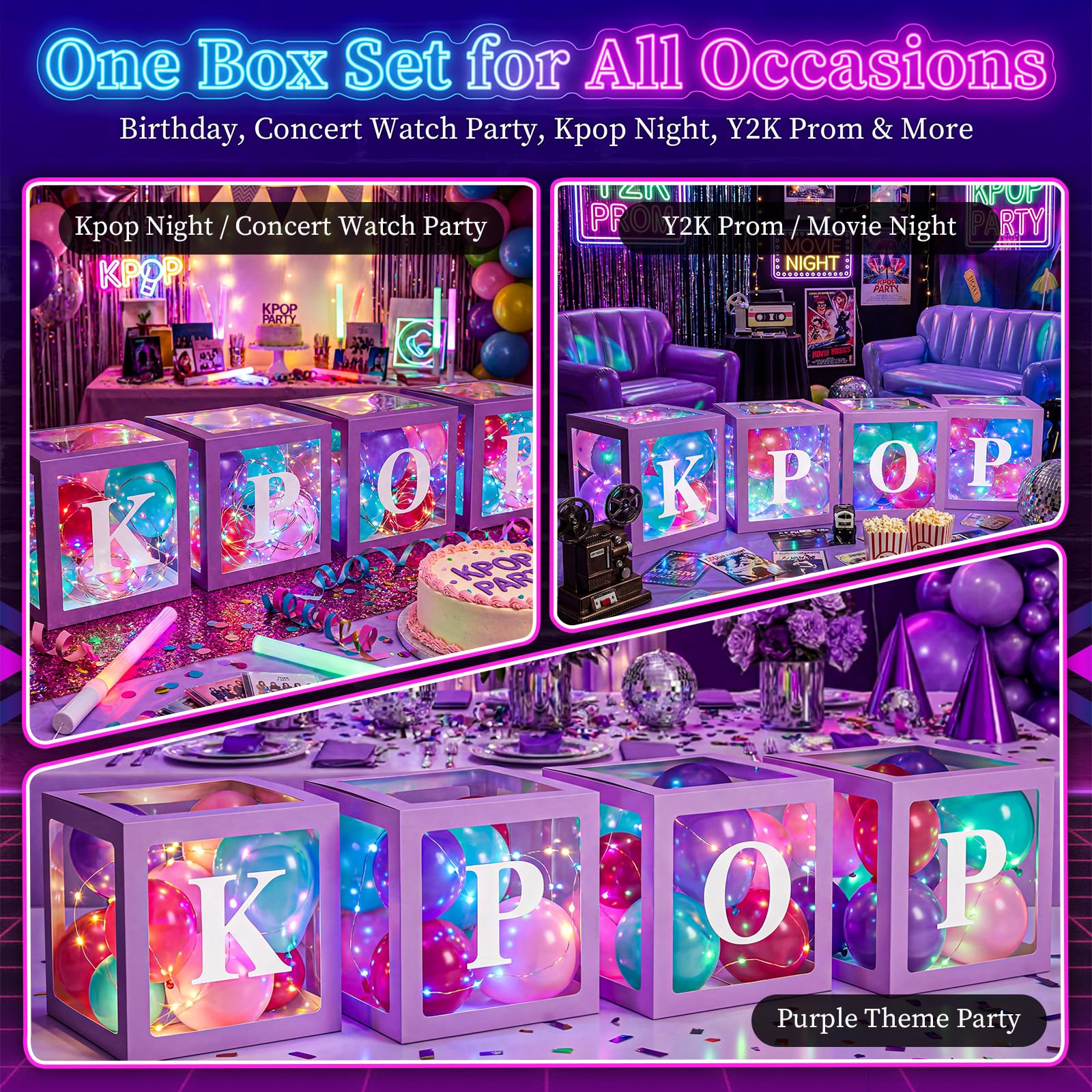 Jetec Juego de 4 cajas de globos Kpop transparentes para decoración de