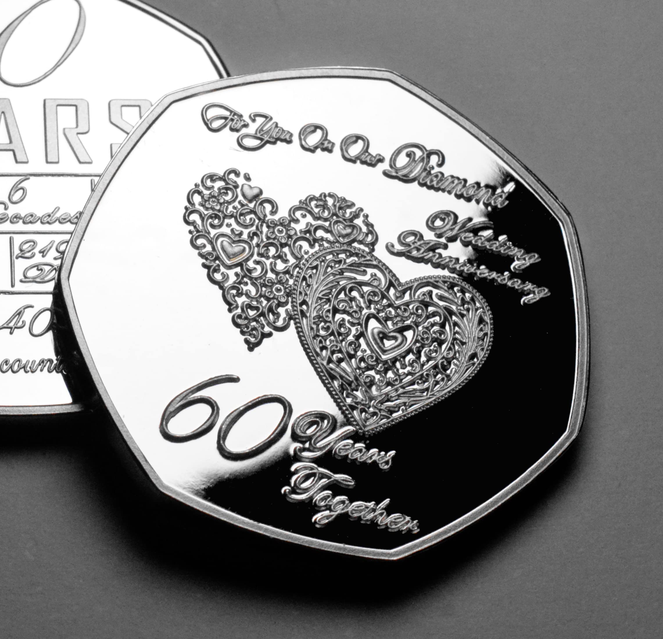 The Commemorative Coin Company On Our 60th Diamond Wedding Anniversary Silver Commemorative. husband/Wife 60 Years Partner/Gift/Present Love/Token