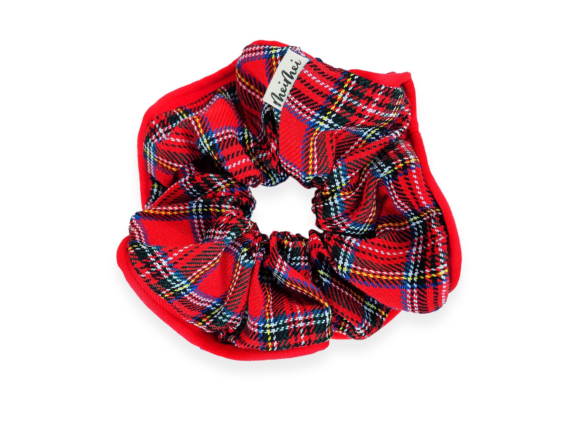MeiMei Tartan Hair Bow, Christmas Xmas Stocking fillers, Gift Present, Hair Tie Rubber Elastic Band Bobble Scrunchies