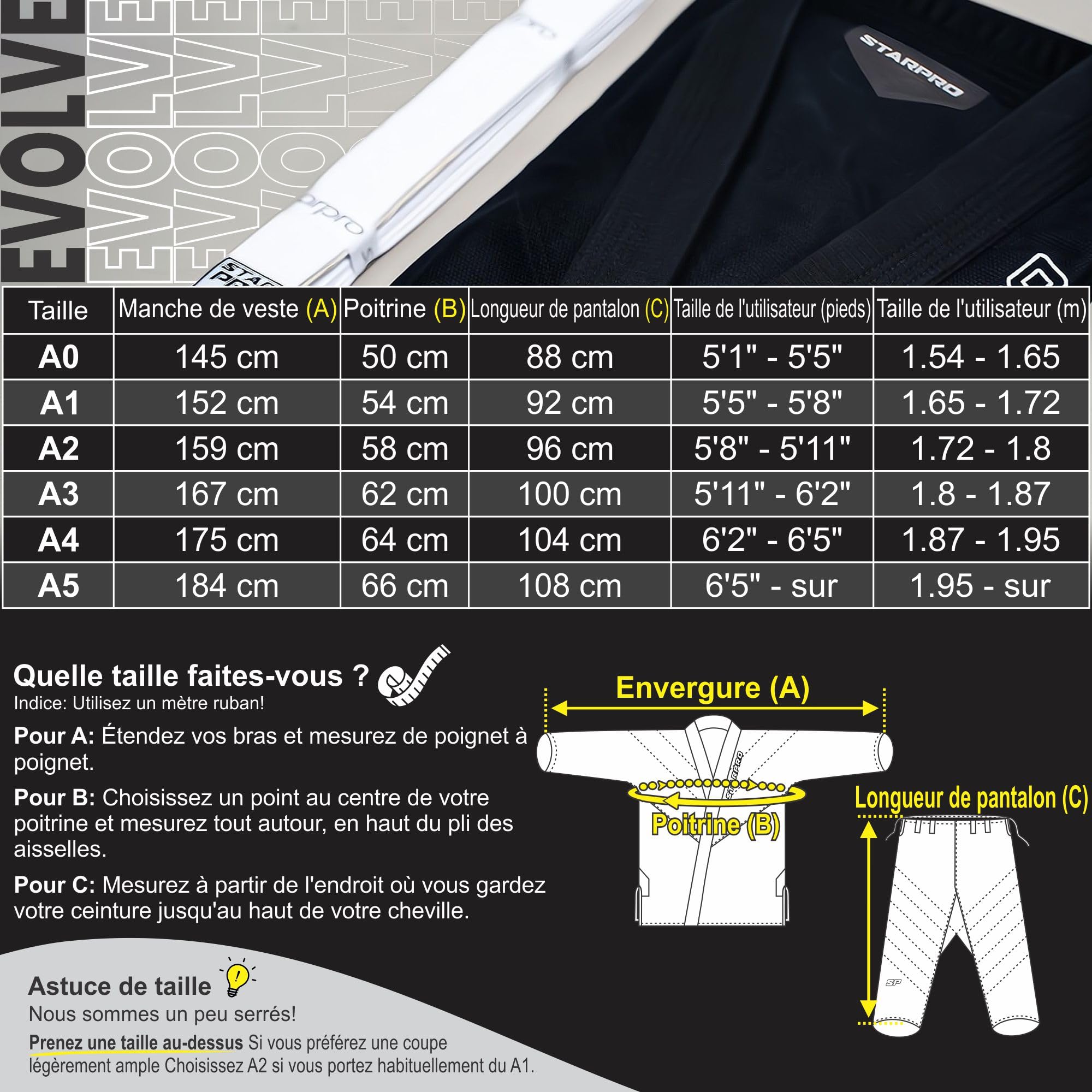 Starpro Evolve Premium Jiu Jitsu pré-retraité, BJJ Gi - Différentes tailles et couleurs Jujitsu Gi, Gi BJJ léger, Jiu Jitsu Gi, Juijitsu Gi, Gi BJJ, BJJ Gi Men