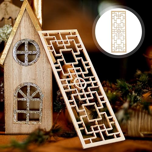 Miniatura 6 de ibasenice Puerta de casa de muñecas 4 unids estilo chino muebles miniatura madera mini casa ventanas pantalla para accesorios foto Prop