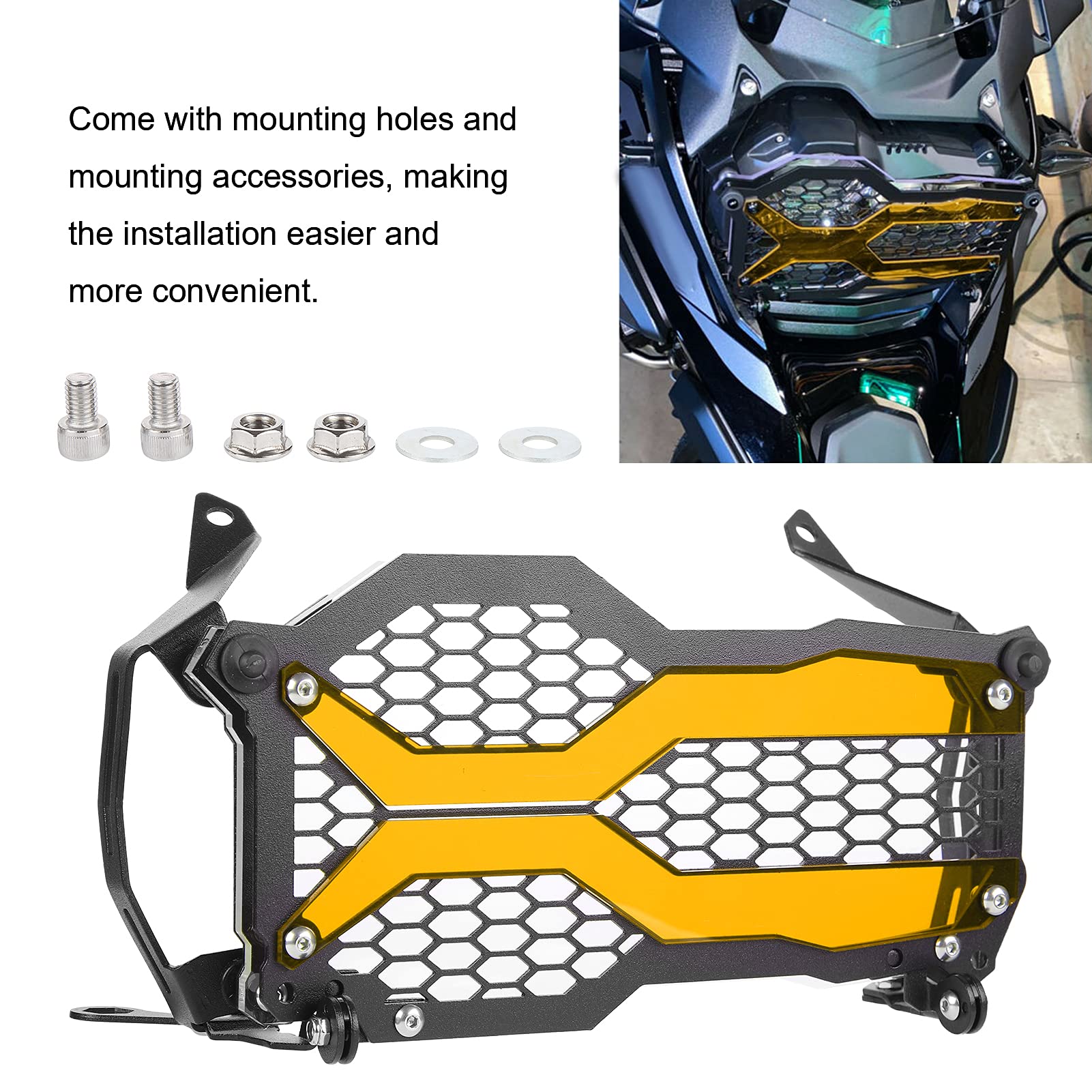 Protector de Luz Delantera, Protector de Rejilla de Faro, Reemplazo Duradero para R1250GS ADV 2021 para Motocicleta(naranja)