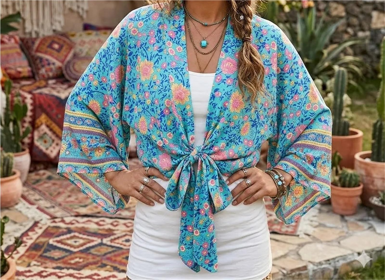 Dziki kwiatowy krótki damski strój kąpielowy okrycie rękawy Rayon Beach Vacation Wear S/M/L/XL