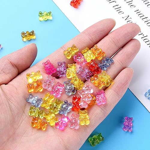 Miniatura 4 de Beadthoven - 400 cuentas acrílicas de oso con agujero, cuentas de oso de goma transparentes a granel de 0.472 x 0.315 in, surtidas, lindas cuentas