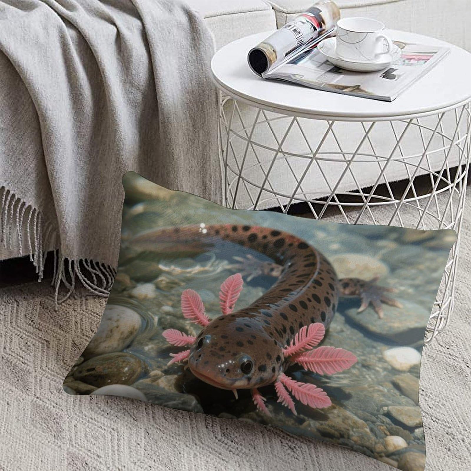 FodPand Decorative Throw Pillow Covers 8x12 Short Plush Axolotl Body Pillowcase Cushion Cases with Invisible Zipper Rectangle Lumbar Pillow Shells for Sofa Couch Chair Bed Home Decor