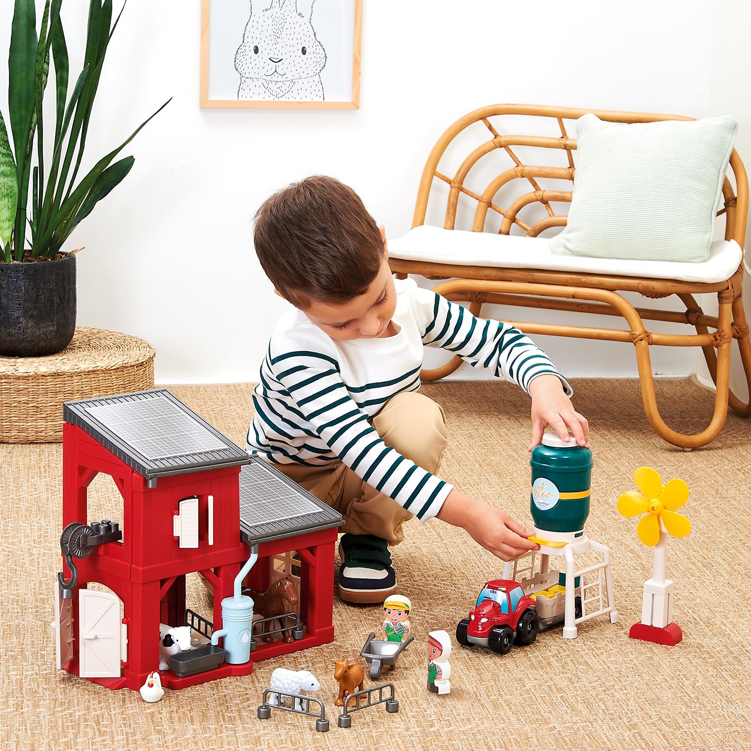 Ecoiffier Abrick Granja ecológica, Juego de construcción con Animales, Tractor, silo y Accesorios, con Paneles solares y aerogenerador, Juguete Educativo Desde 18 Meses (7900002979)