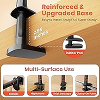 Vista 6 de Soporte para Kindle de cuello de cisne para leer en la cama, soporte de teléfono celular ajustable de 360° para escritorio, abrazadera flexible