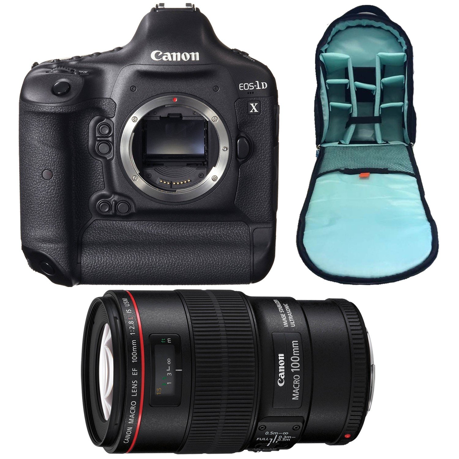 Canon EOS-1D X DSLR Camera (Body Only) + Canon EF 100mm f/2.8L Macro IS USM Lens + SLR Camera Sling Bag Bundle