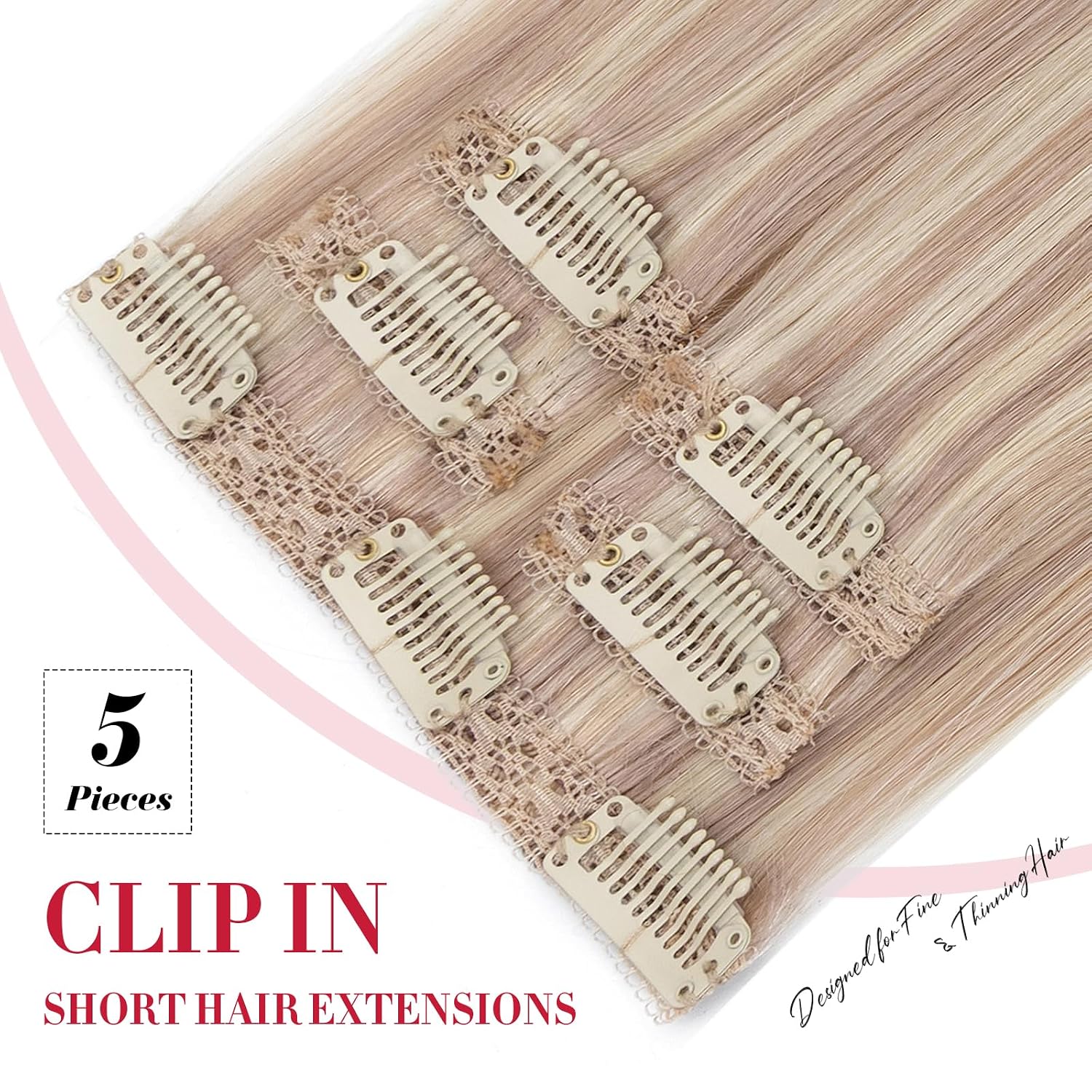short clip in hair extensions real remy human hair,s-noilite short hair extensions clip ins,mini clip in extensions for add volume and highlights,5 pieces 36g 10 inch champagne blonde balayage