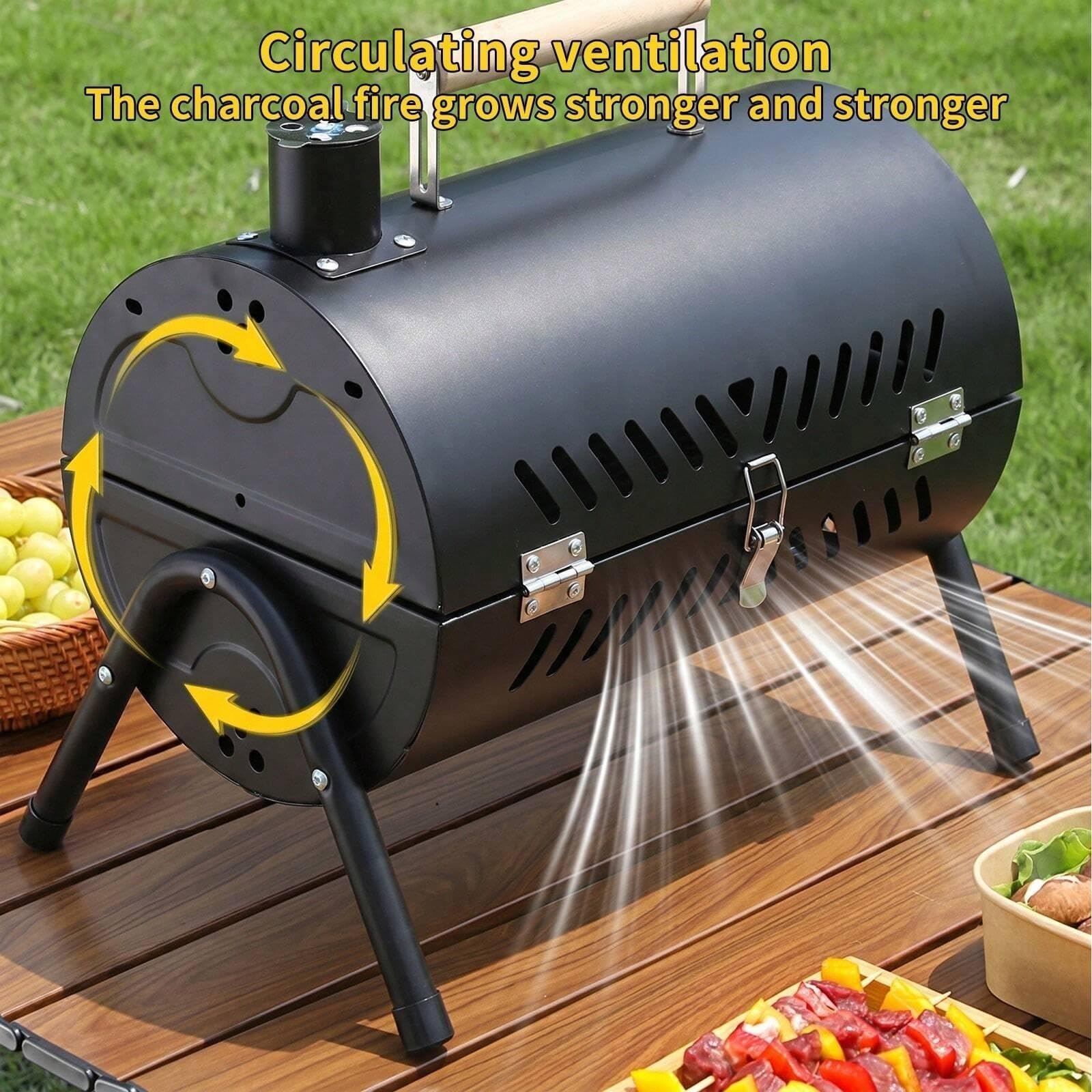 Barbacoa Portatil Parrilla de barbacoa carbón portátil doble capa