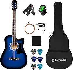 Joymusic Kit de guitarra acústica de 96,5 cm, Blueburst, brilho (JG-38C, BLS), direito