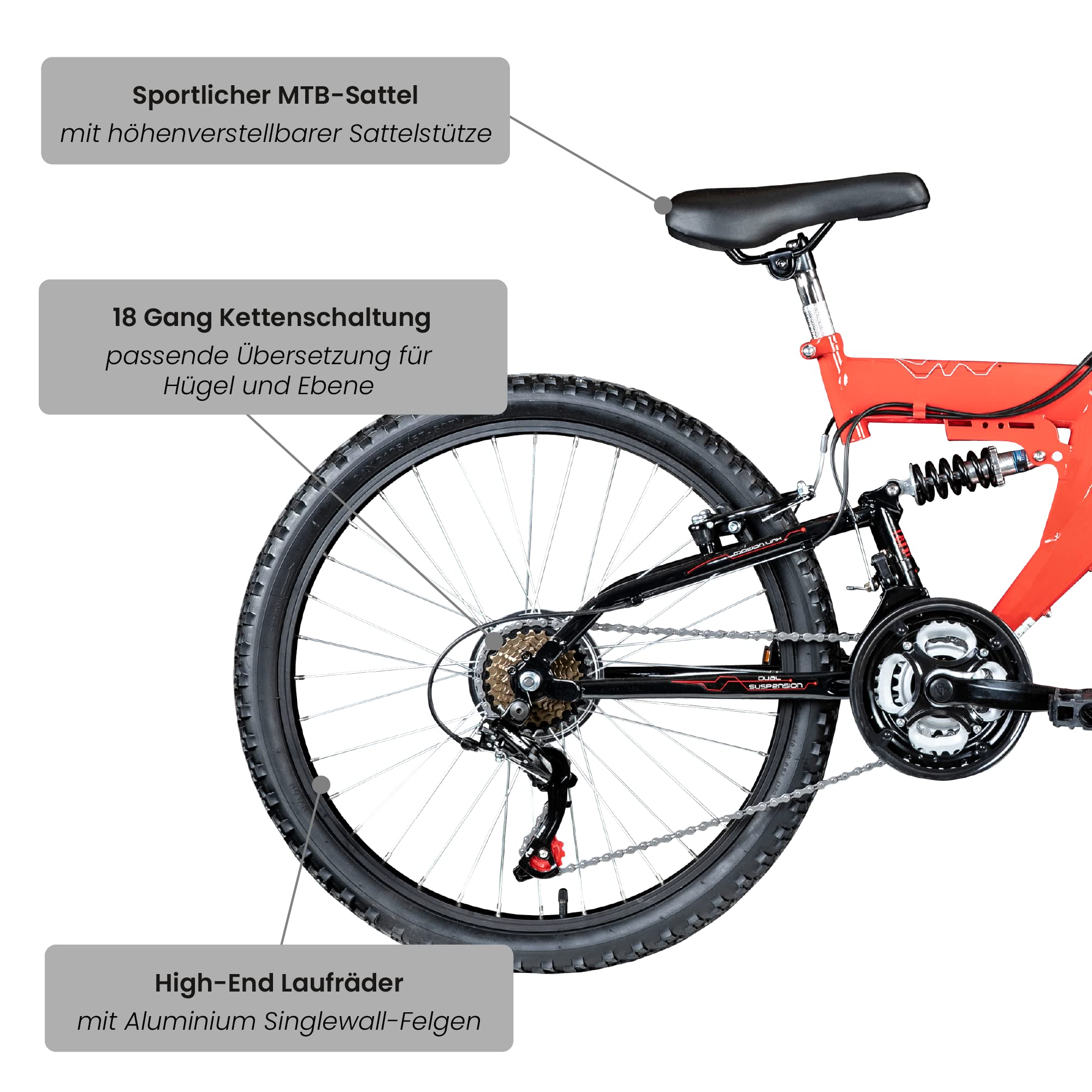 Galano FS180 24 Zoll Jugend Fahrrad 18 Gänge ab 8 Jahre Fully Mountainbike 130-145 cm für Mädchen und Jungen Kinderfahrrad Mountain Bike Jugendfahrrad MTB