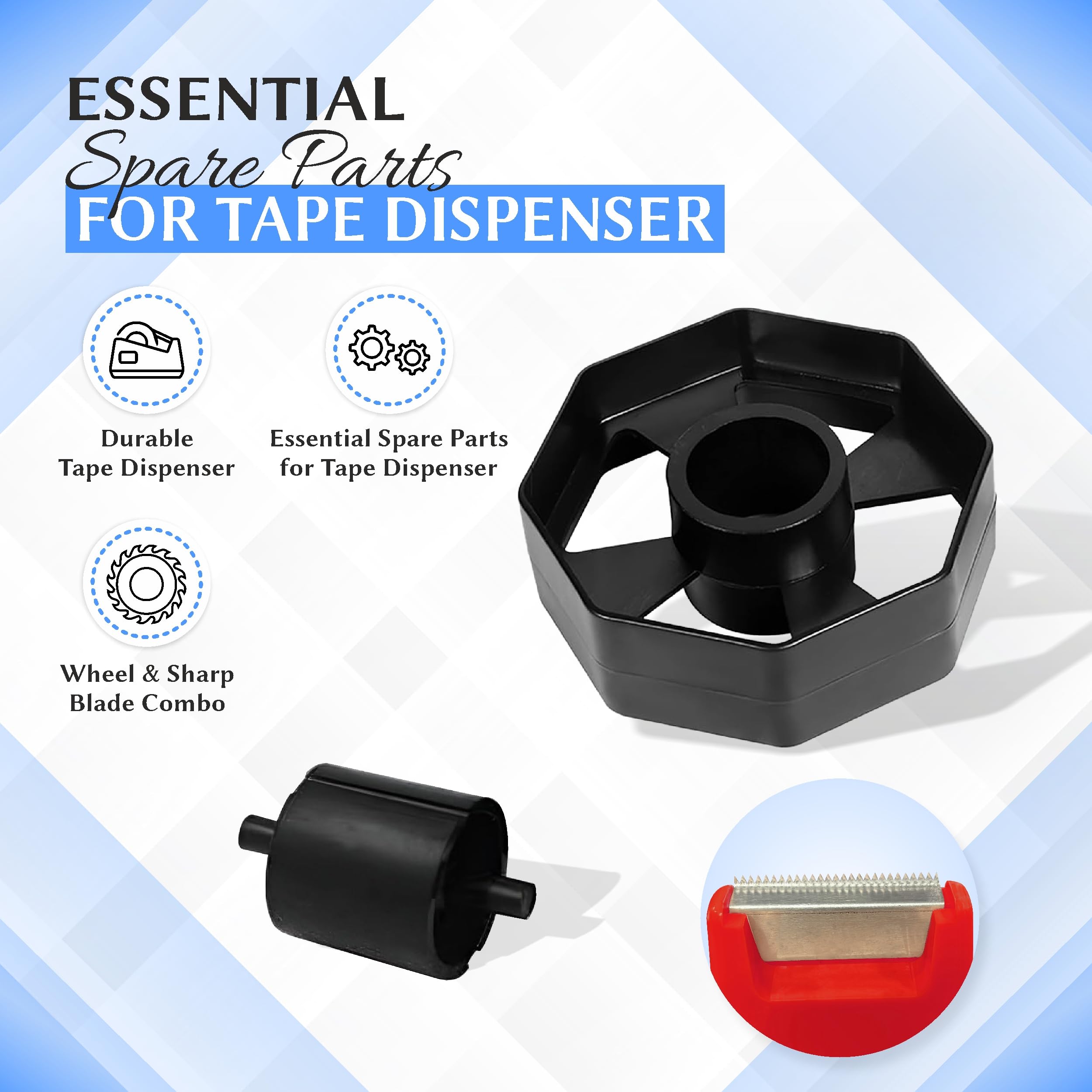 YAJNAS Dispenser per nastro adesivo per imballaggio, pesante e antiscivolo, 2,5 cm, dispenser per nastro in cellophane per casa, ufficio, scuola (colore casuale)