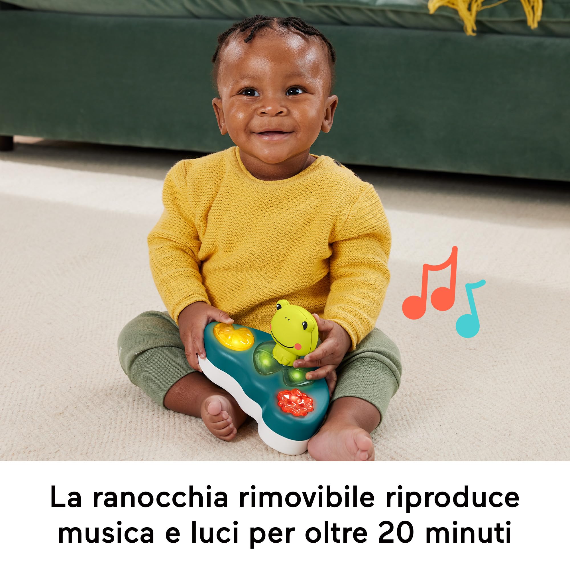 Fisher-Price - Centro Attività Arcobaleno, con luci, 20 minuti di musica e suoni, seggiolino girevole, tanti accessori e amici animali, giocattolo per bambini, 0+ anni, HNX59