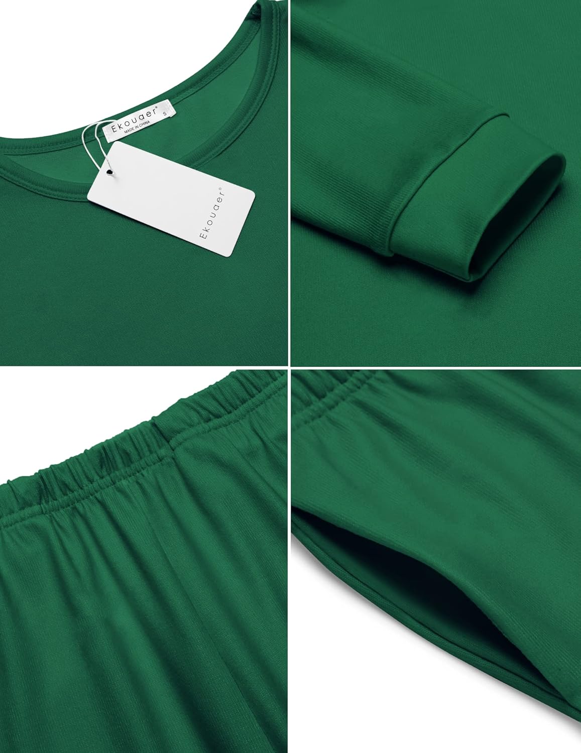 Ekouaer Women's Pajama Sets Casual 2Pcs Sleepwear Long Sleeve Pullover Tops Long Joggers Pants with Pockets - Image 5