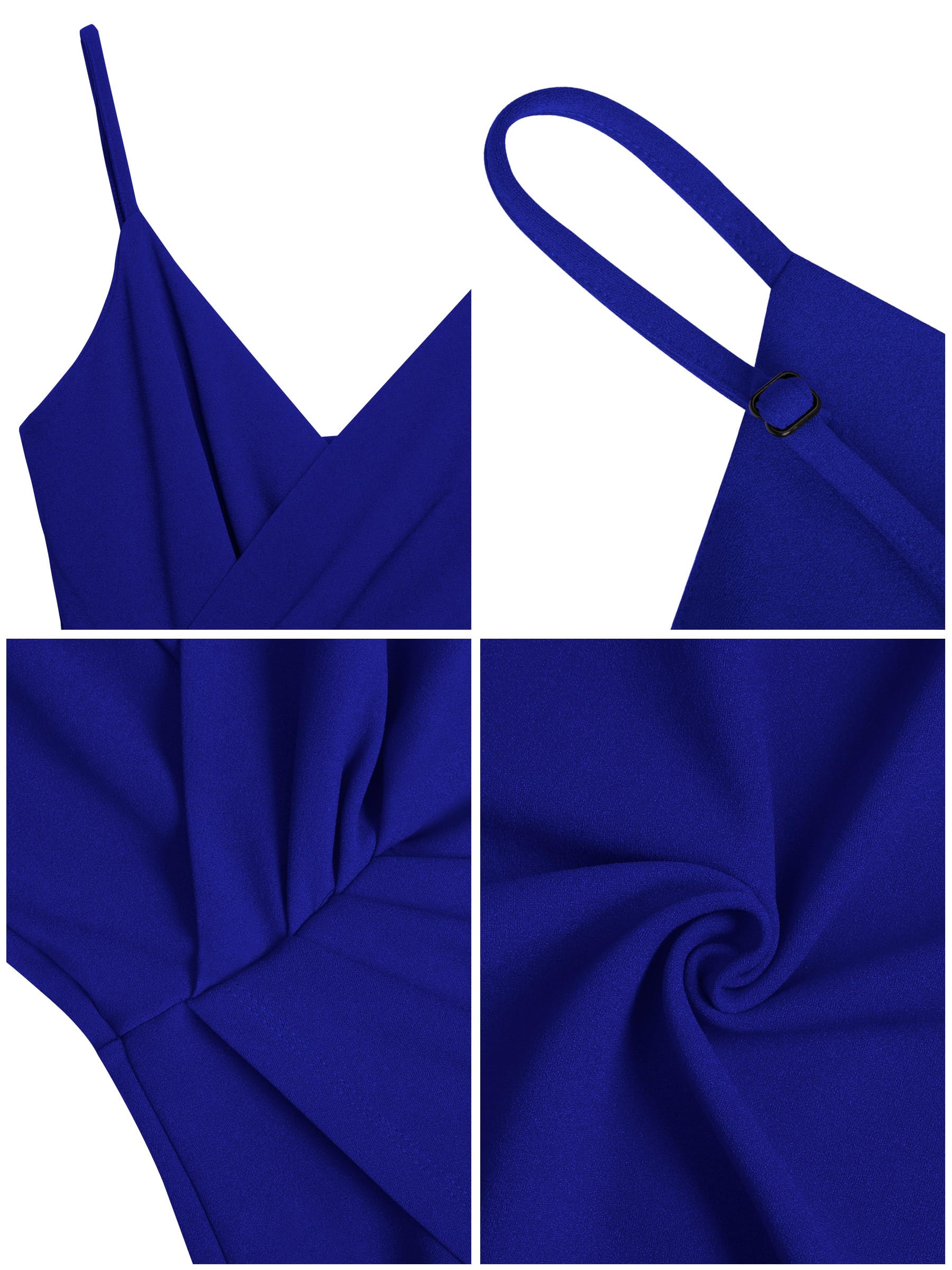 Missufe Robe de cocktail pour femme - Robe d'été - Robe midi festive élégante - Moulante - Sans manches - Bretelles spaghetti - Robe de soirée